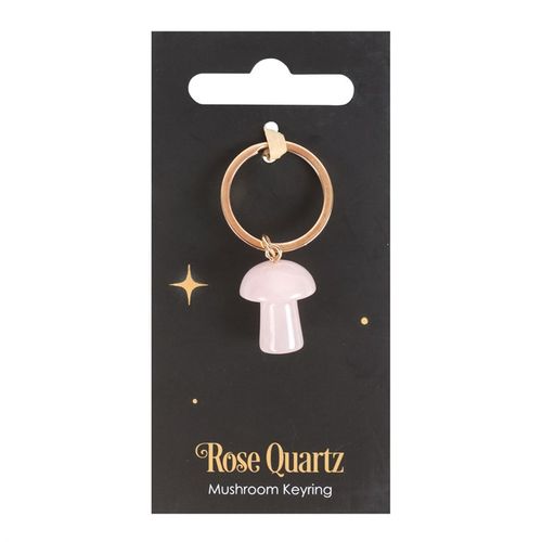 Rose Quartz Mushroom Gemstone Keyring – Promote Self-Love & Harmony