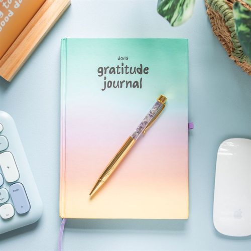 Multicoloured Gratitude Journal with Amethyst Pen – A Daily Companion for Positivity and Reflection