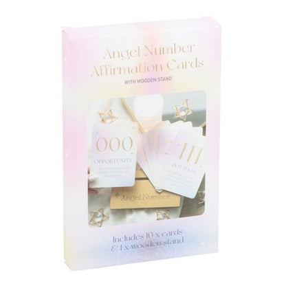 Angel Number Affirmation Cards with Wooden Stand - Unlock the power of divine messages