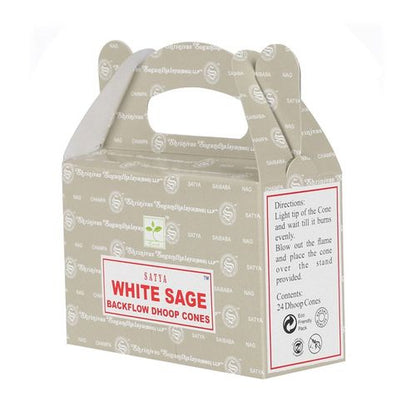 Satya White Sage Backflow Incense Cones – Box of 6 Packs
