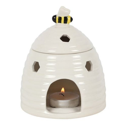White Beehive Ceramic Oil Burner – Charming Honeycomb Design