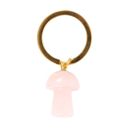 Rose Quartz Mushroom Gemstone Keyring – Promote Self-Love & Harmony