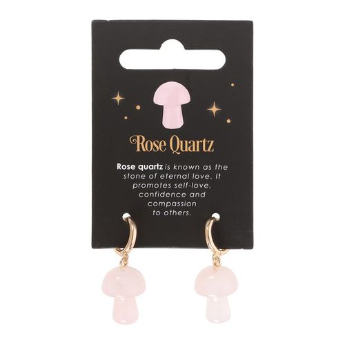 Rose Quartz Mushroom Hoop Earrings – Embrace Self-Love & Confidence