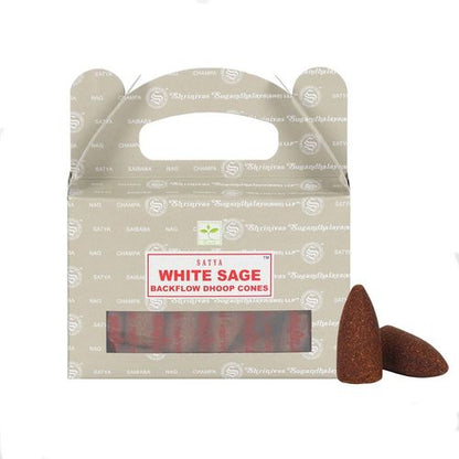 Satya White Sage Backflow Incense Cones – Box of 6 Packs