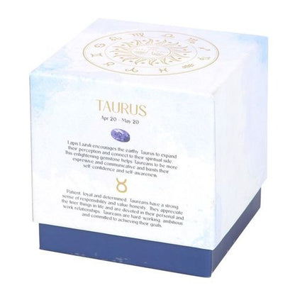 Taurus Amber & Vanilla Gemstone Zodiac Candle – Grounded Energy & Spiritual Awakening