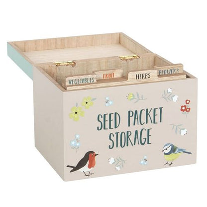 British Garden Birds Seed Packet Storage Box - Keep Your Seeds Organised in Style