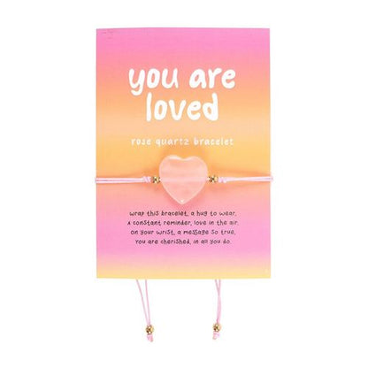 You Are Loved Rose Quartz Crystal Heart Bracelet  – A Meaningful Gift of Love